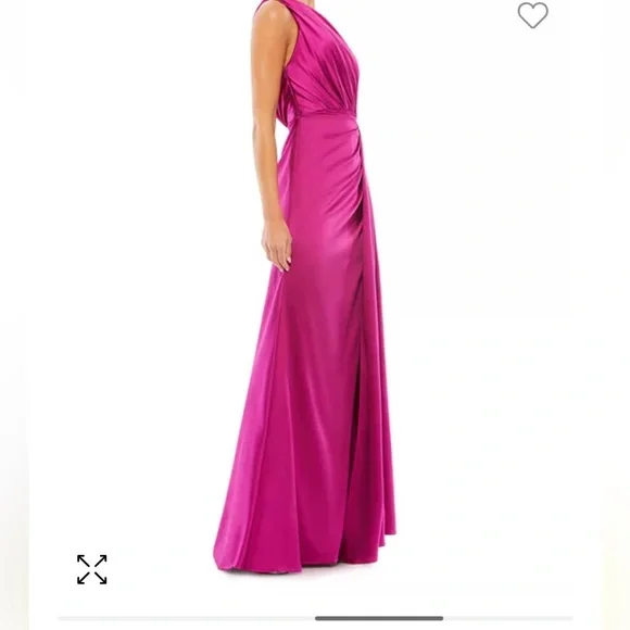 Mac Duggal Fuchsia One-Shoulder Maxi Dress - Picture 2 of 8